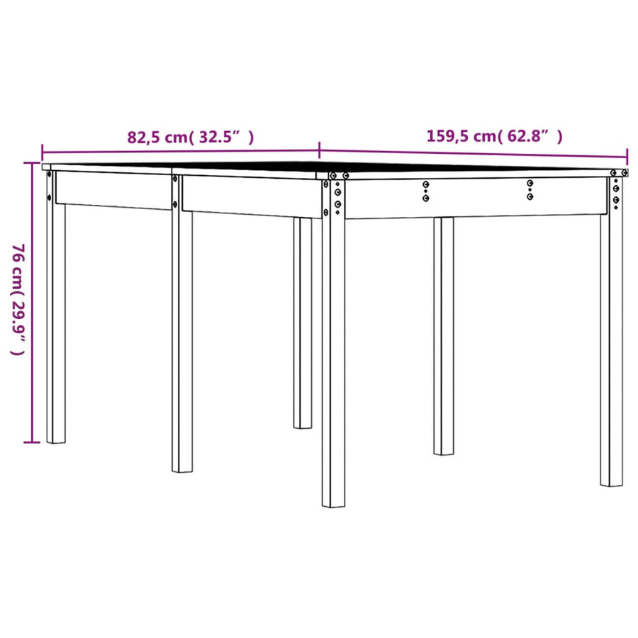 Tuintafel 59,5X82,5X76 Cm Massief Douglashout 159.5 x 82.5 x 76 cm Natuurlijk douglashout