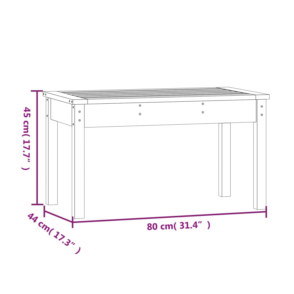 Tuinbank Massief Grenenhout Zwart 80 x 44 x 45 cm Zwart grenenhout