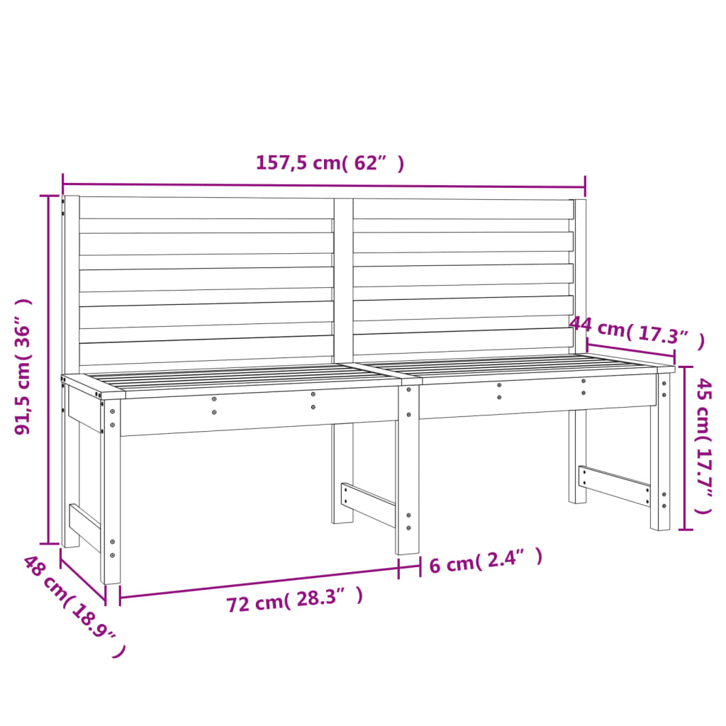 Tuinbank 57,5 Cm Massief Douglashout 157.5 x 48 x 91.5 cm Natuurlijk douglashout