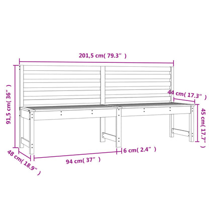 Tuinbank 20,5 Cm Massief Grenenhout Wit 201.5 x 48 x 91.5 cm Wit grenenhout