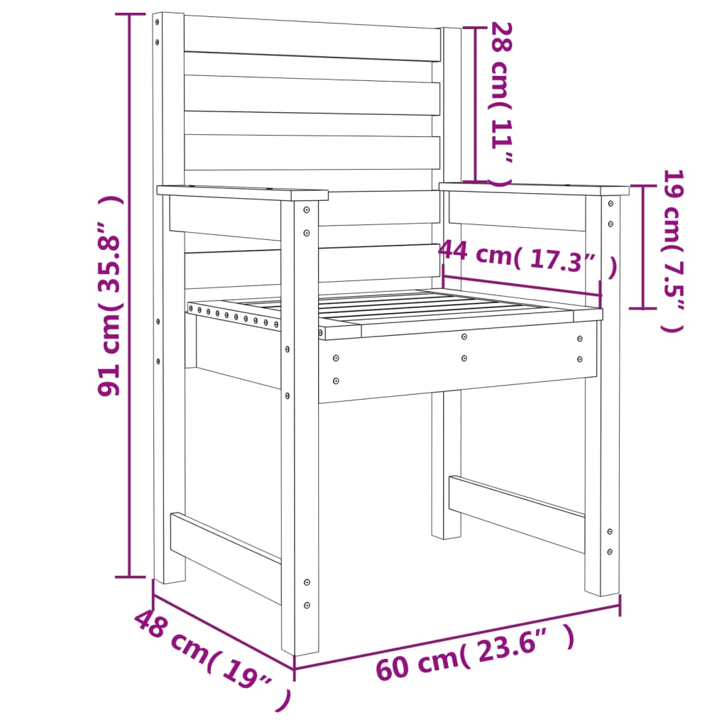 Tuinstoelen Massief Grenenhout 60 x 48 x 91 cm Natuurlijk grenenhout