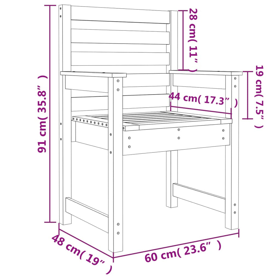 Tuinstoelen Massief Grenenhout 60 x 48 x 91 cm Natuurlijk grenenhout