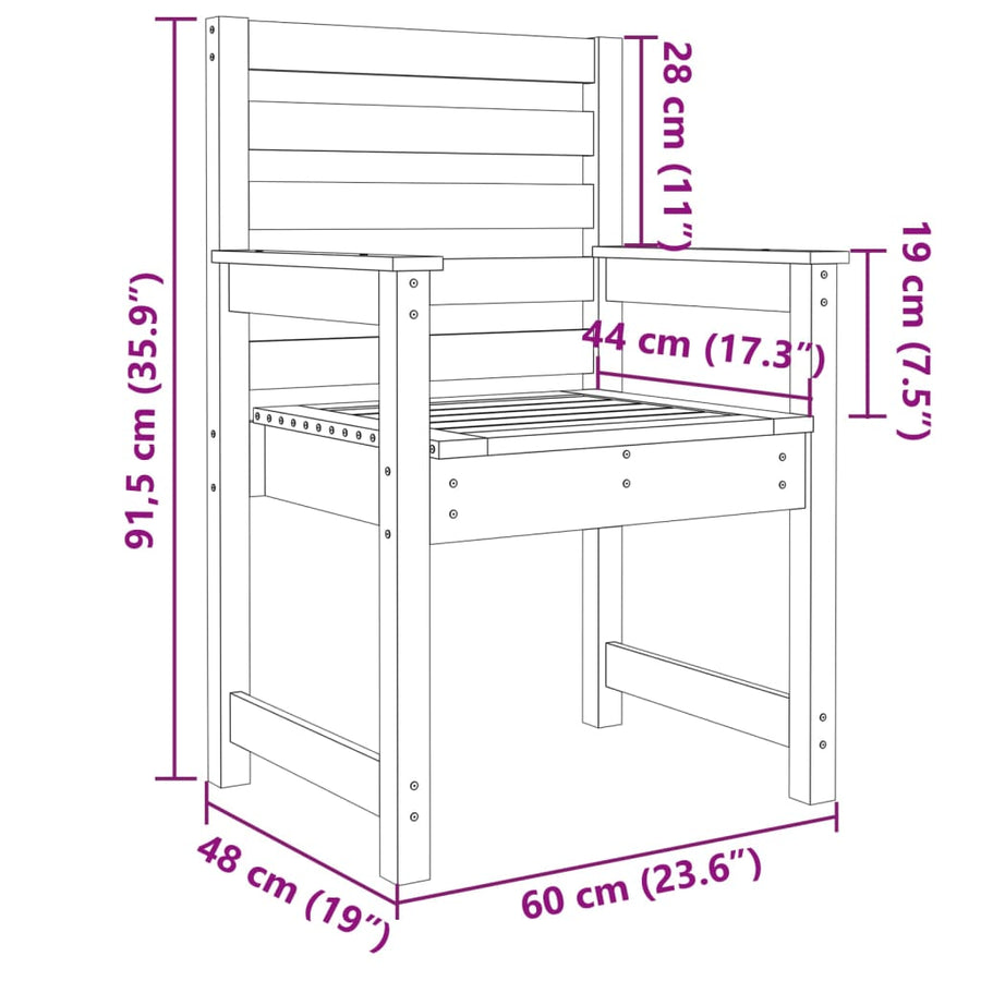 Tuinstoelen 2 St 60X48X91 Cm Massief Grenenhout Wit Wit grenenhout 60 x 48 x 91 cm