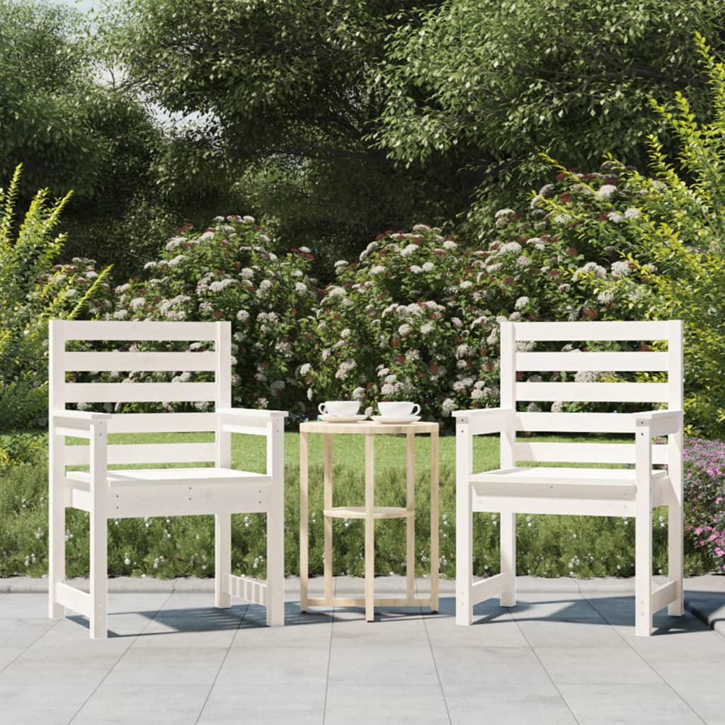 Tuinstoelen 2 St 60X48X91 Cm Massief Grenenhout Wit Wit grenenhout 60 x 48 x 91 cm