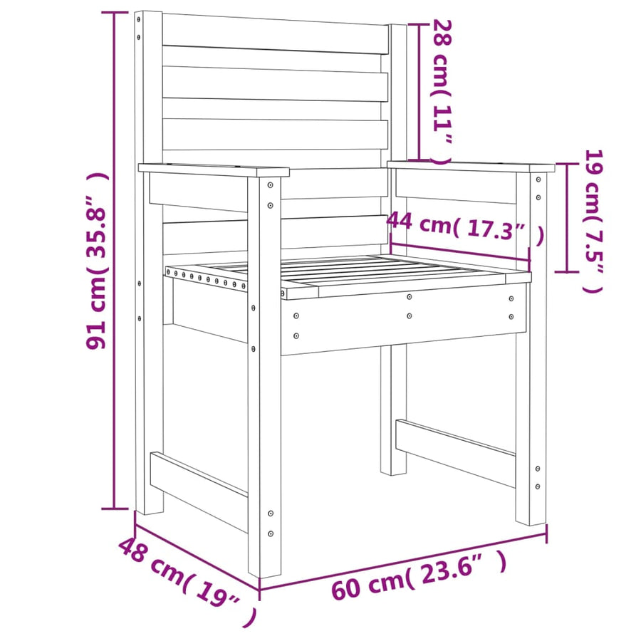 Tuinstoelen Massief Douglashout 60 x 48 x 91 cm Natuurlijk douglashout