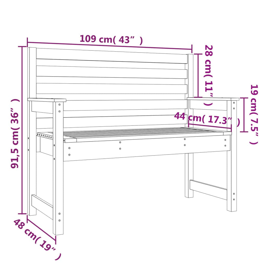 Tuinbank 09X48X9,5 Cm Massief Douglashout 109 x 48 x 91.5 cm Natuurlijk douglashout