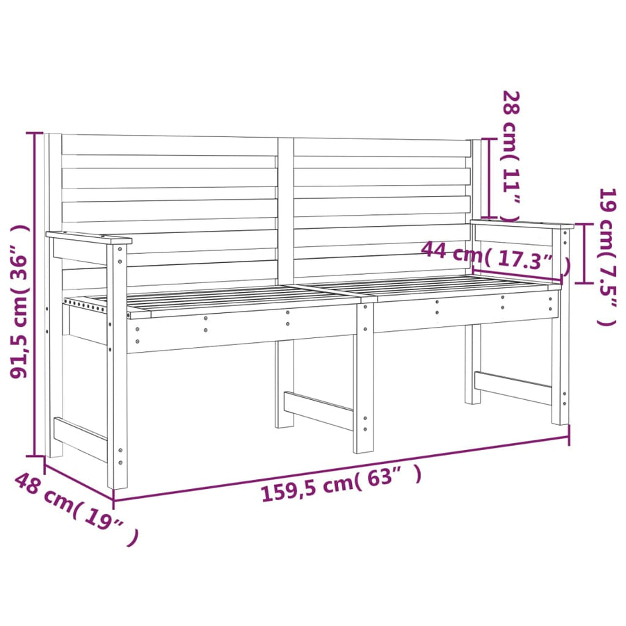 Tuinbank 59,5X48X9,5 Cm Massief Douglashout 159.5 x 48 x 91.5 cm Natuurlijk douglashout