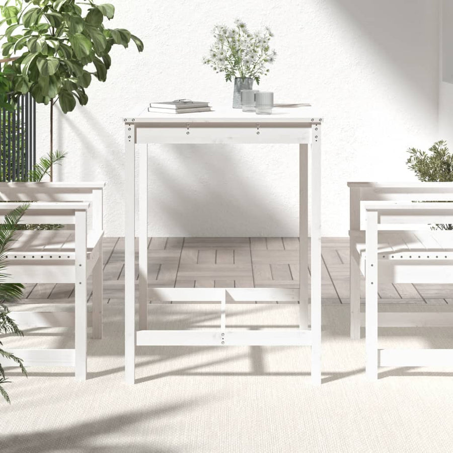 Tuintafel 82,5X82,5X0 Cm Massief Grenenhout Wit 82.5 x 82.5 x 110 cm Wit grenenhout