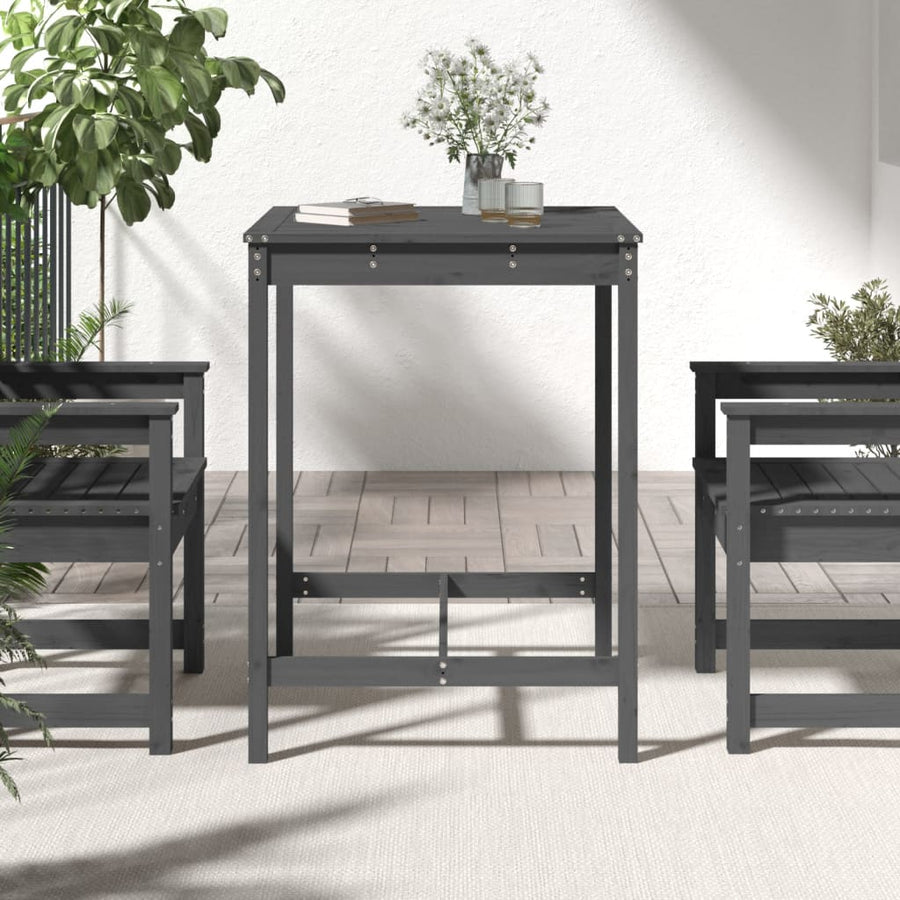 Tuintafel 82,5X82,5X0 Cm Massief Grenenhout Grijs 82.5 x 82.5 x 110 cm Grijs grenenhout