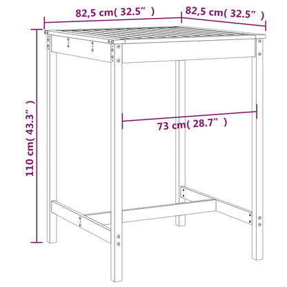 Tuintafel 82,5X82,5X0 Cm Massief Grenenhout Grijs 82.5 x 82.5 x 110 cm Grijs grenenhout