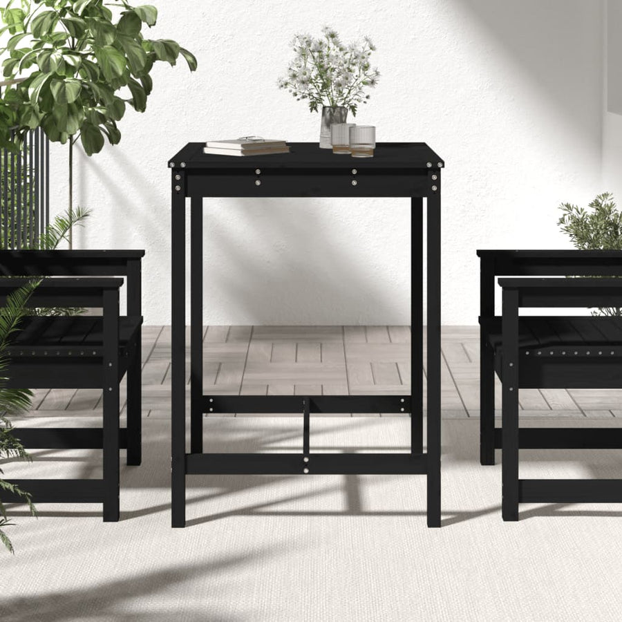Tuintafel 82,5X82,5X110 Cm Massief Grenenhout Zwart
