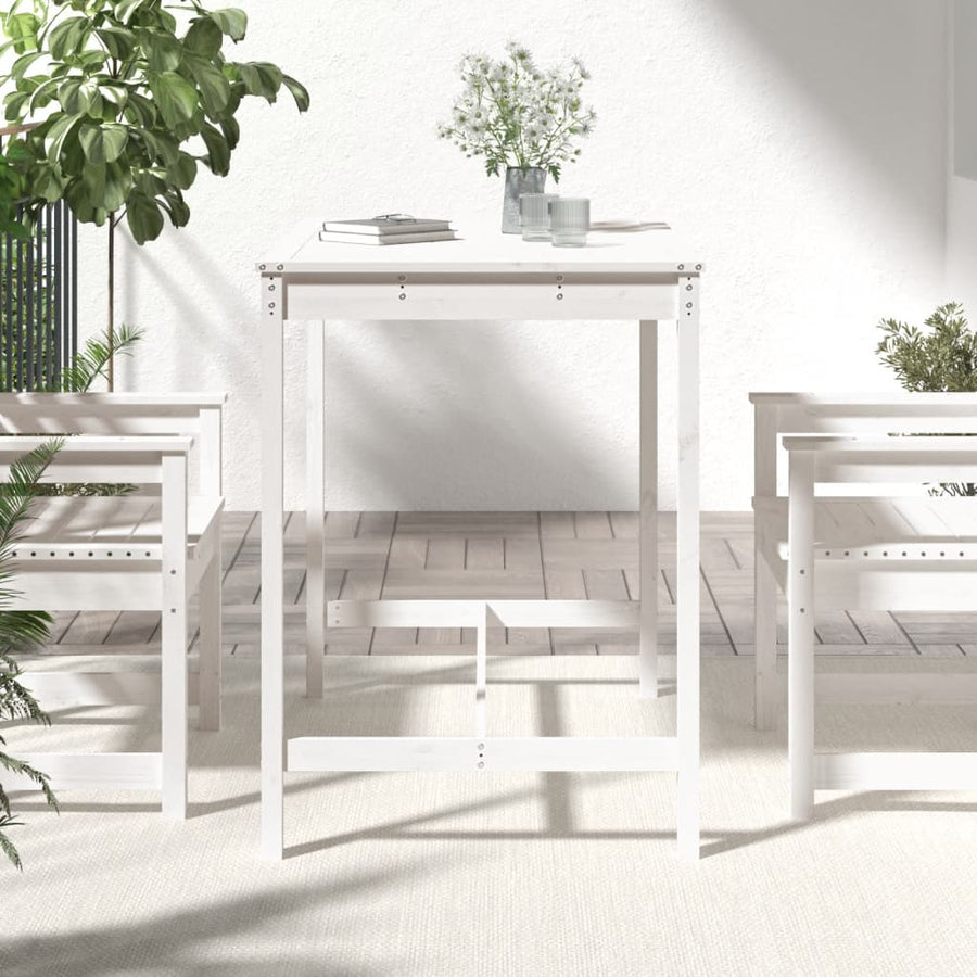 Tuintafel 2X82,5X0 Cm Massief Grenenhout Wit 121 x 82.5 x 110 cm Wit grenenhout