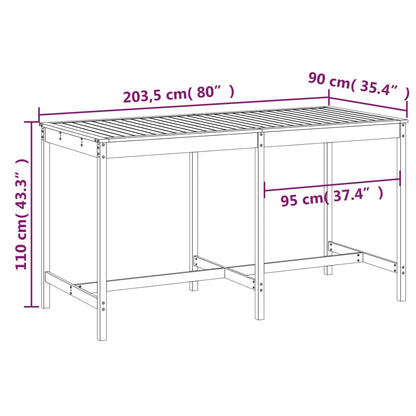 Tuintafel 203,5X90X110 Cm Massief Grenenhout