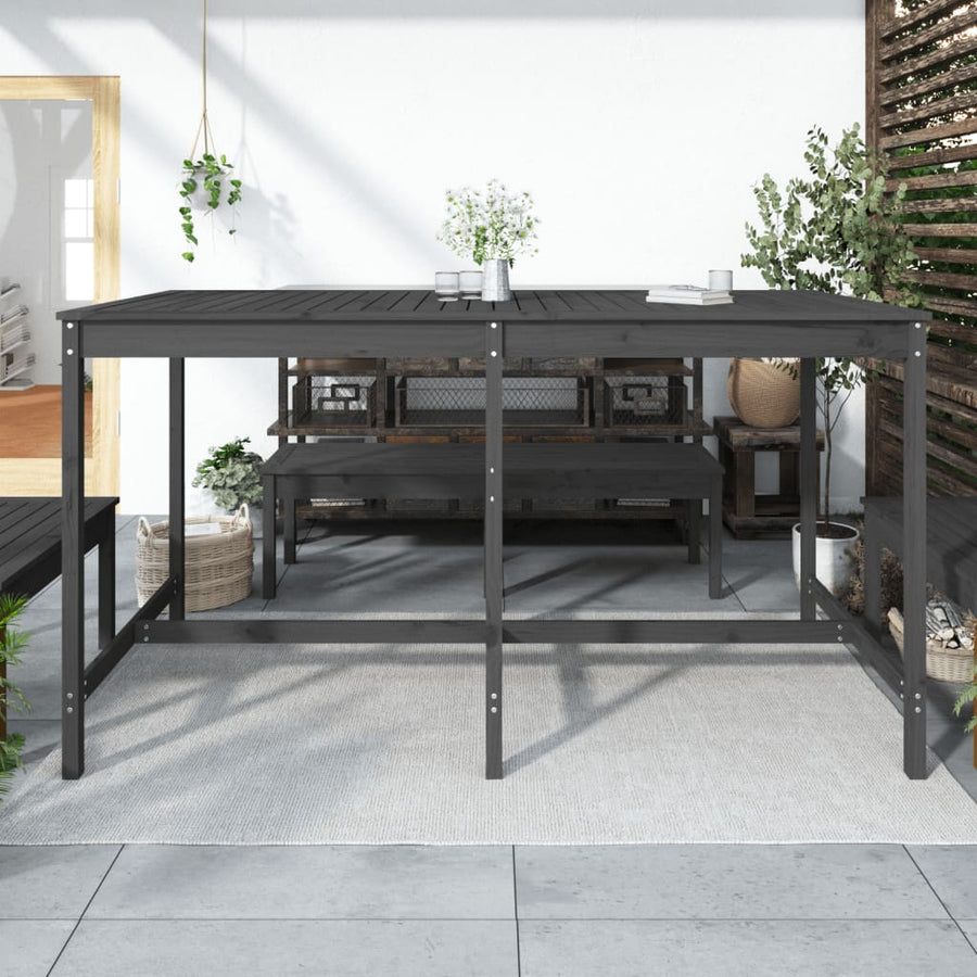 Tuintafel 203,5X90X0 Cm Massief Grenenhout Grijs 203.5 x 90 x 110 cm Grijs grenenhout