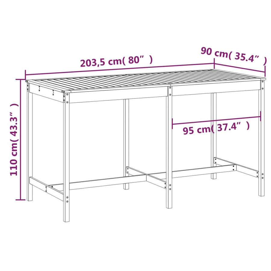 Tuintafel 203,5X90X0 Cm Massief Douglashout 203.5 x 90 x 110 cm Natuurlijk douglashout