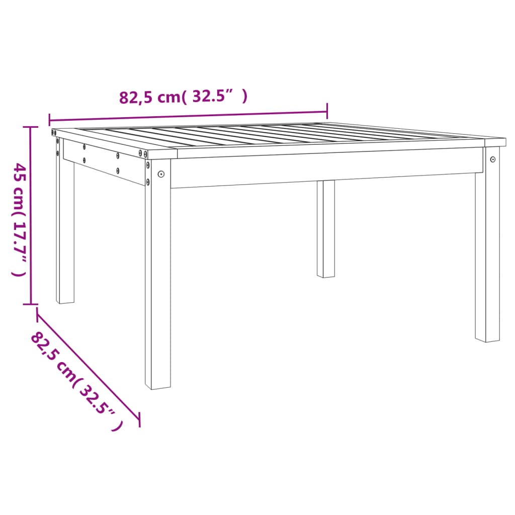 Tuintafel 82,5X82,5X45 Cm Massief Grenenhout Wit