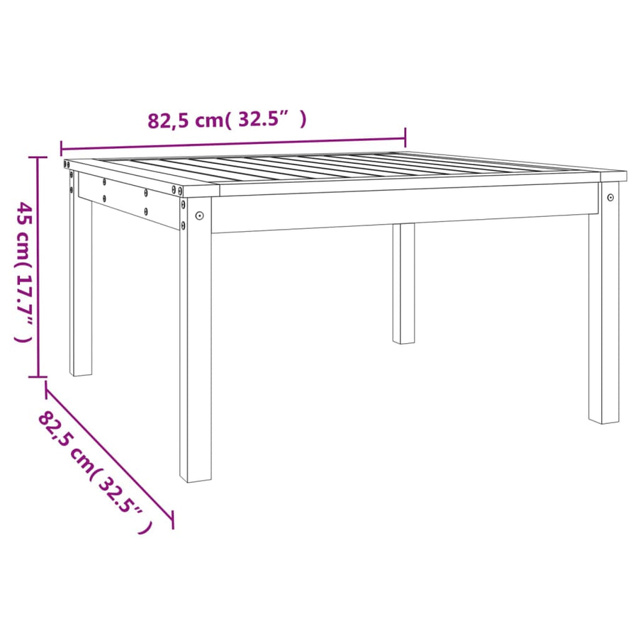 Tuintafel 82,5X82,5X45 Cm Massief Grenenhout Zwart 82.5 x 82.5 x 45 cm Zwart grenenhout