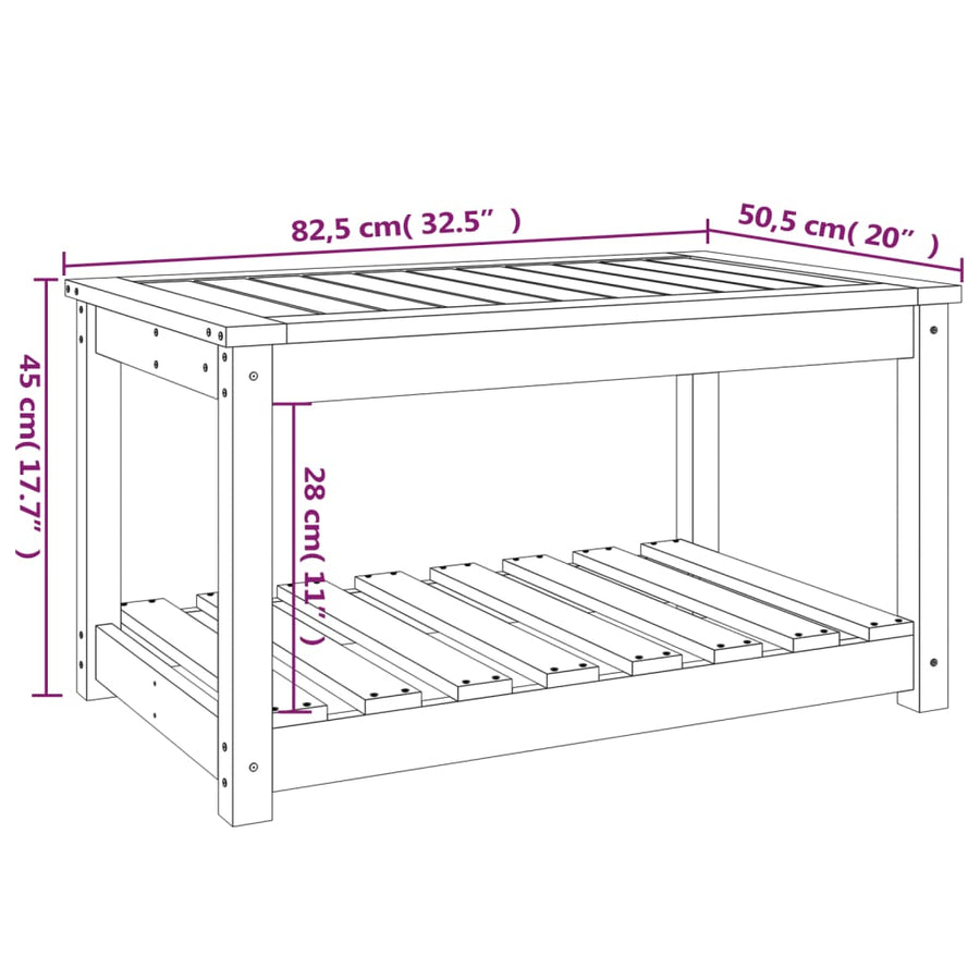 Tuintafel 82,5X50,5X45 Cm Massief Grenenhout Zwart 82.5 x 50.5 x 45 cm Zwart grenenhout