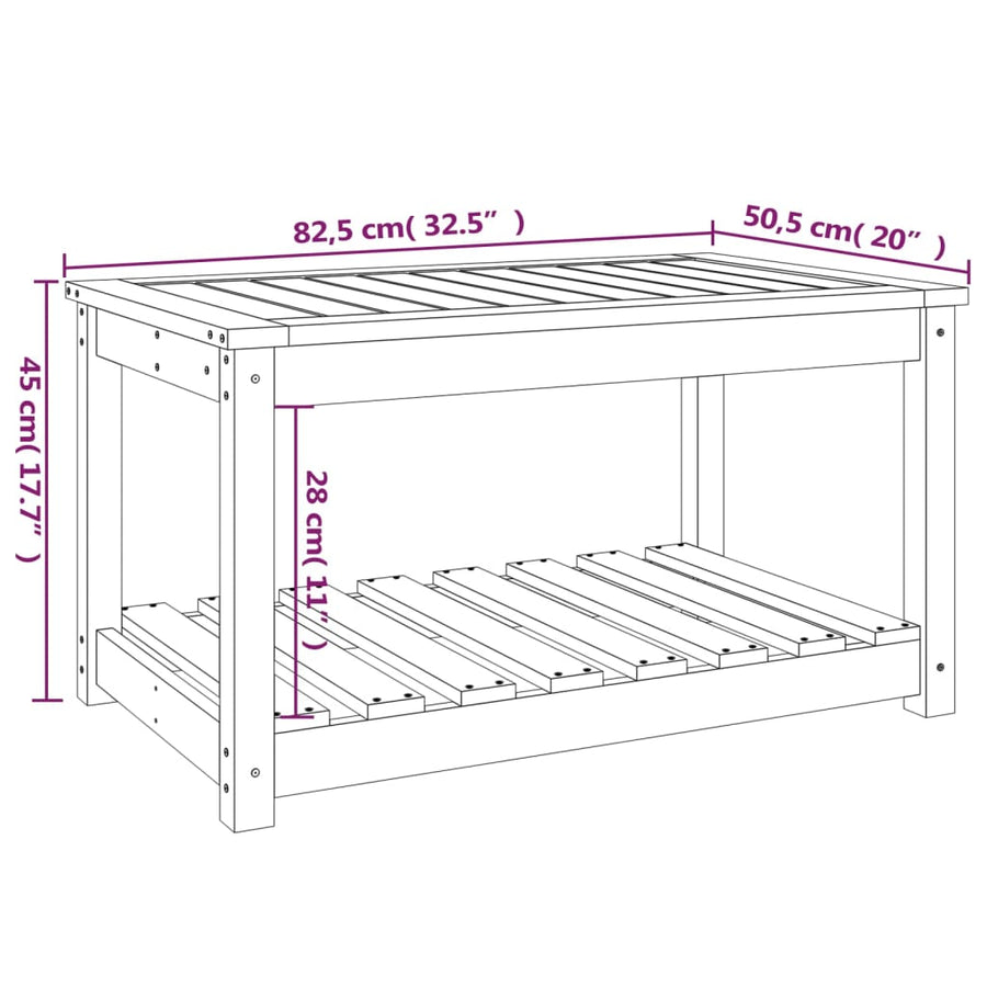 Tuintafel 82,5X50,5X45 Cm Massief Douglashout 82.5 x 50.5 x 45 cm Natuurlijk douglashout