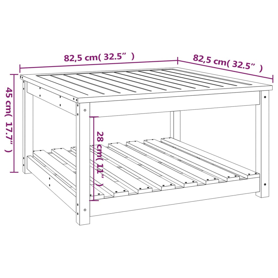 Tuintafel 82,5X82,5X45 Cm Massief Grenenhout Wit
