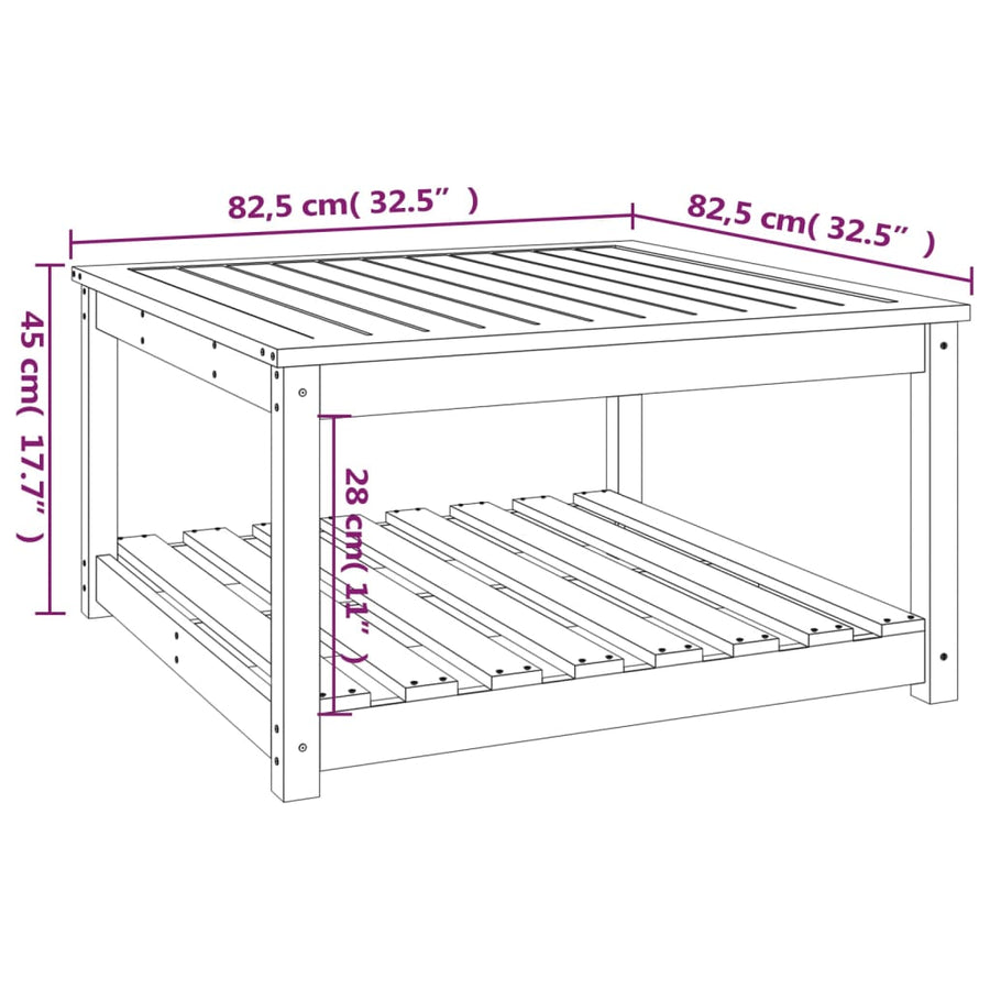 Tuintafel 82,5X82,5X45 Cm Massief Douglashout 82.5 x 82.5 x 45 cm Natuurlijk douglashout