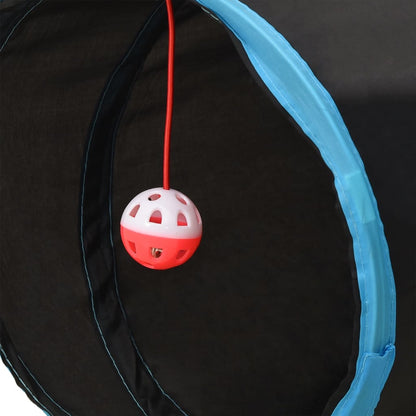 Kattentunnel 4-voudig 132 cm polyester zwart en blauw