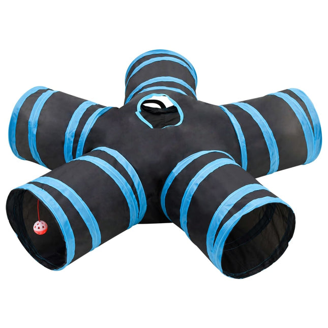 Kattentunnel 25 Cm Polyester Zwart En Blauw 5-voudig