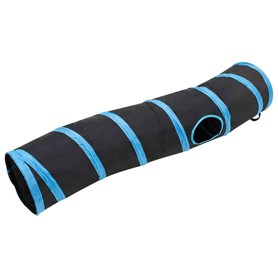 Kattentunnel S-vorm 122 cm polyester zwart en blauw