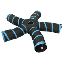 Kattentunnel 5-voudig 25 cm polyester zwart en blauw