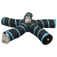 Kattentunnel 5-voudig 25 cm polyester zwart en blauw