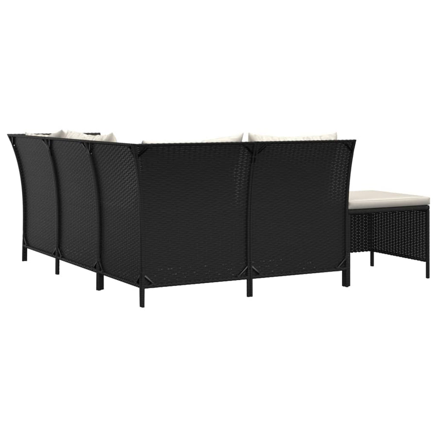 -Delige Loungeset Met Kussens Poly Rattan 4 Zwart