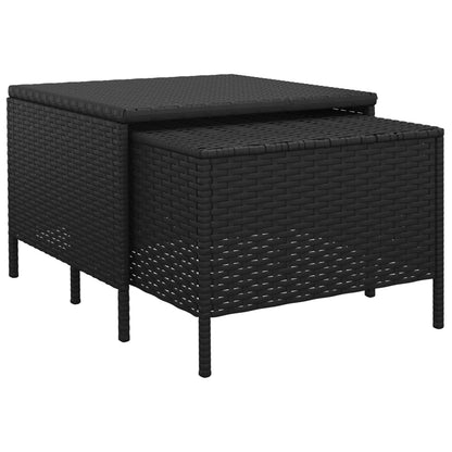 -Delige Loungeset Met Kussens Poly Rattan 4 Zwart