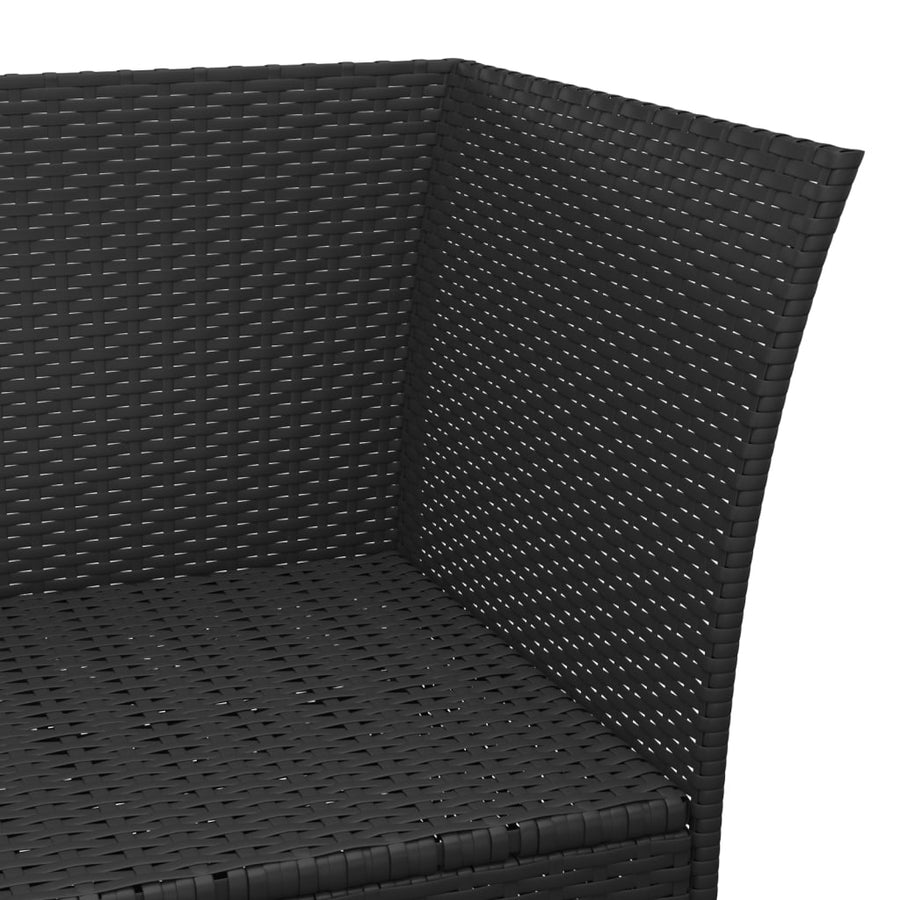 -Delige Loungeset Met Kussens Poly Rattan 4 Zwart