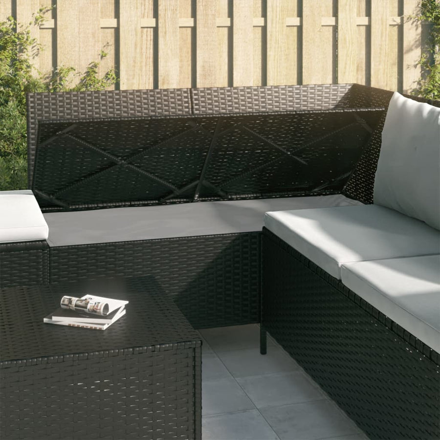 -Delige Loungeset Met Kussens Poly Rattan 4 Zwart