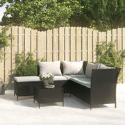 Loungeset 4-delig poly rattan zwart