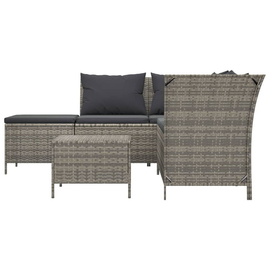 -Delige Loungeset Met Kussens Poly Rattan 4 Grijs
