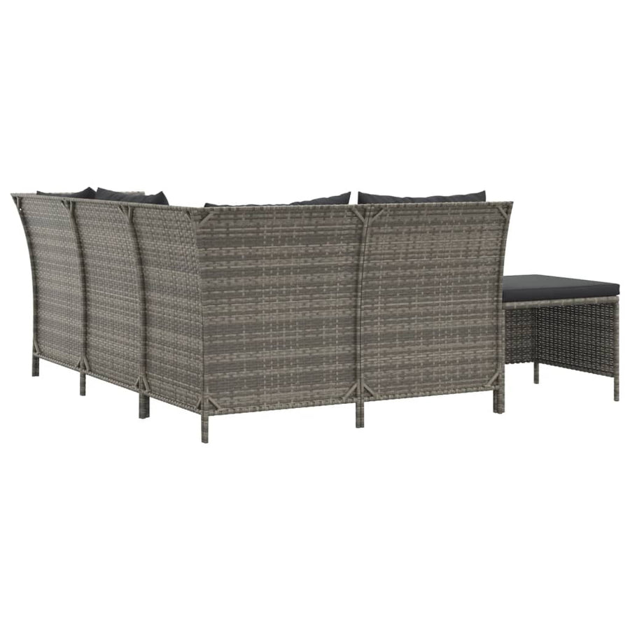 -Delige Loungeset Met Kussens Poly Rattan 4 Grijs