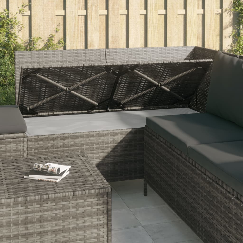 -Delige Loungeset Met Kussens Poly Rattan 4 Grijs