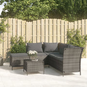 Loungeset 4-delig poly rattan grijs