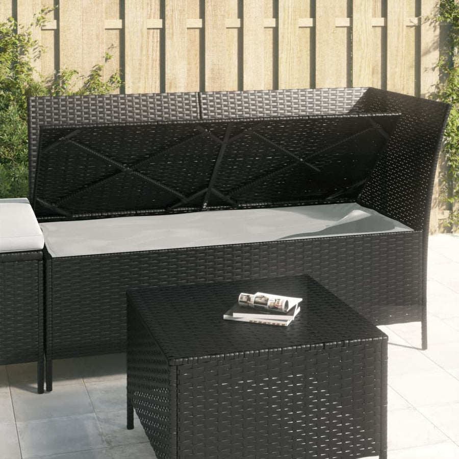 -Delige Loungeset Met Kussens Poly Rattan 3 Zwart