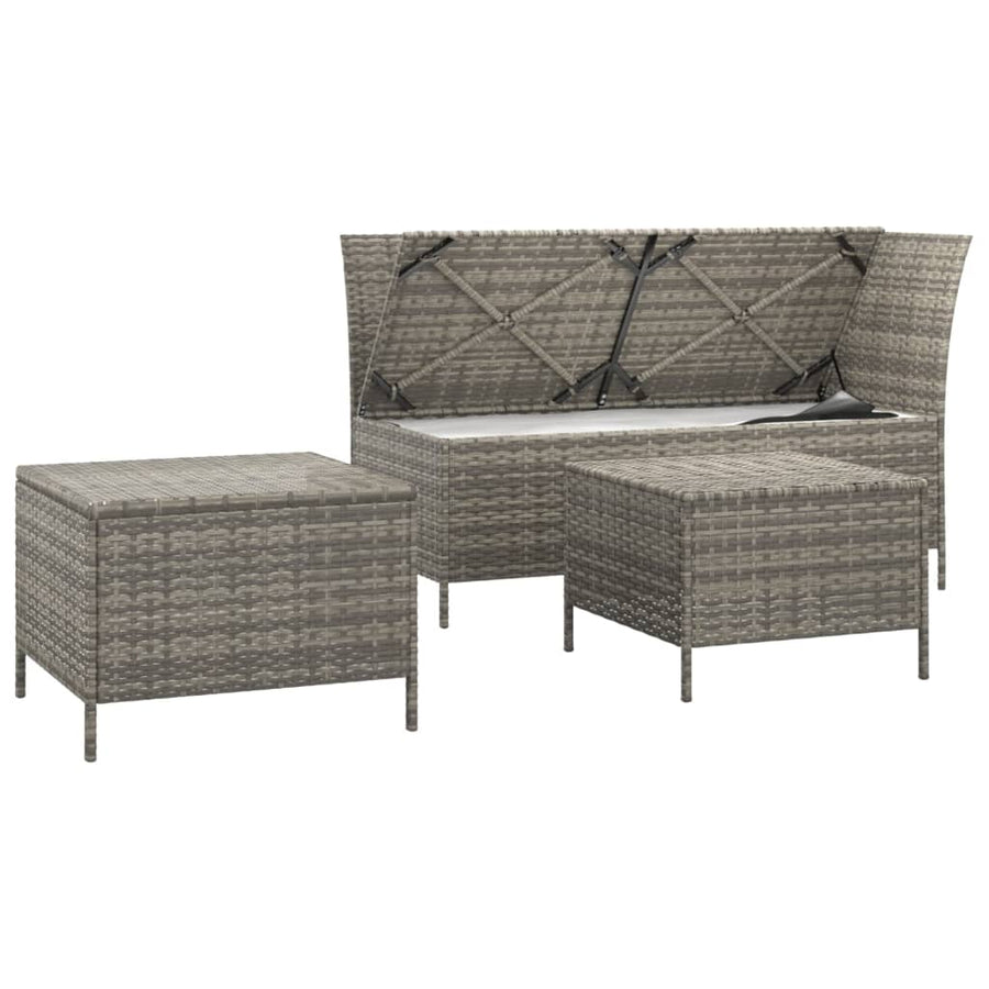 -Delige Loungeset Met Kussens Poly Rattan 3 Grijs