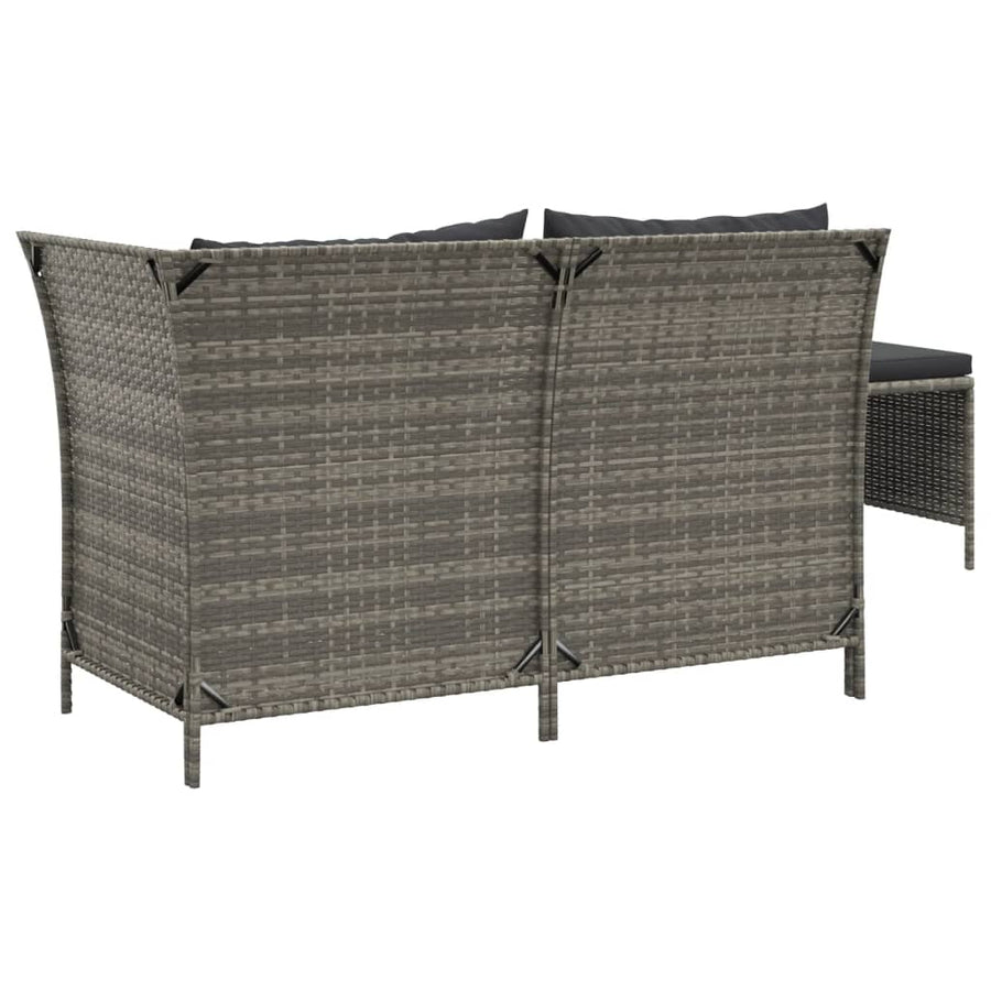 -Delige Loungeset Met Kussens Poly Rattan 3 Grijs