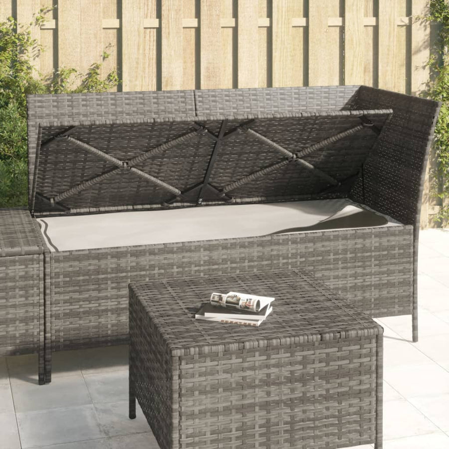 -Delige Loungeset Met Kussens Poly Rattan 3 Grijs