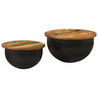 2-Piece Coffee Table Set Solid Recycled Wood Black