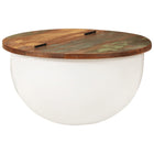 Coffee table 50x27 cm solid recycled wood white