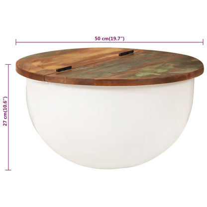 Salontafel 50x27 cm massief gerecycled hout wit