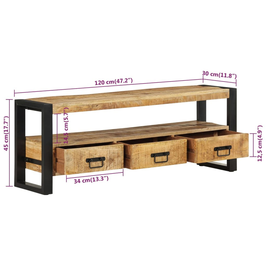 Tv-Meubel 120 x 30 x 45 cm massief mangohout