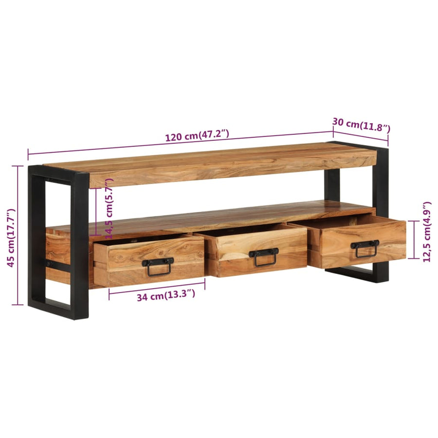 Tv-Meubel 120 x 30 x 45 cm Massief acaciahout