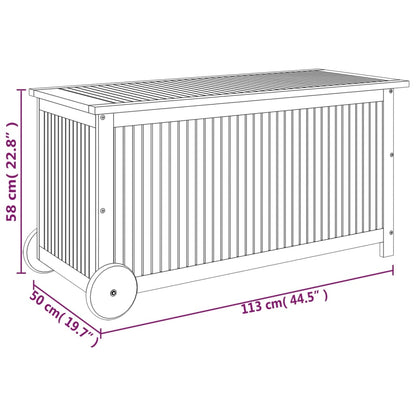 Tuinbox Met Wieltjes Massief Acaciahout 113 x 50 x 58 cm