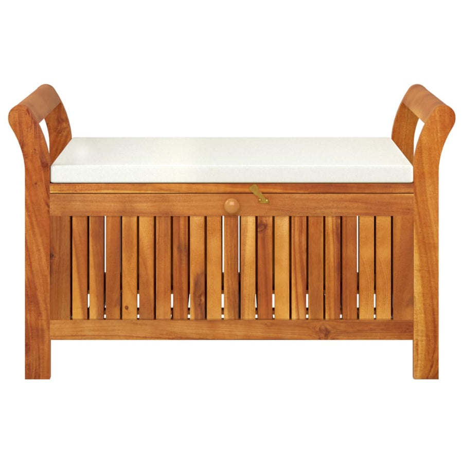 Tuinopbergbank Met Kussen 9 Cm Massief Acaciahout 91 x 50 x 60 cm Wit